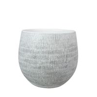 Plantenpot/bloempot in een strakke Modern design look wit/zwart Dia 26 cm en Hoogte 25.5 cm