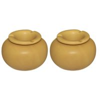 Set van 2x stuks terras asbakken/stormasbakken rond keramiek 13 x 9 cm geel