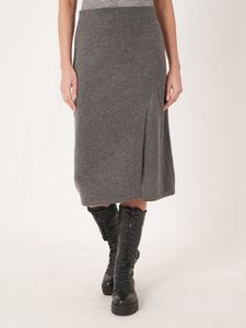 Fijn gebreide cashmere rok met split