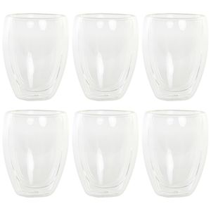 Koffieglazen dubbelwandig - set 6x - latte macchiato glazen - 350 ml