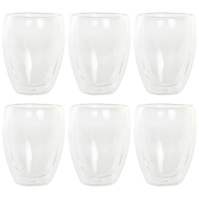 Koffieglazen dubbelwandig - set 6x - latte macchiato glazen - 350 ml