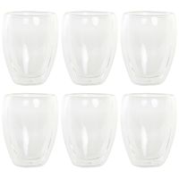 Koffieglazen dubbelwandig - set 6x - latte macchiato glazen - 350 ml