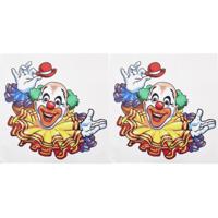 Raamsticker vrolijke clown 35 x 40 cm - 2x - Decoratiesticker - Carnaval/Circus themadecoratie