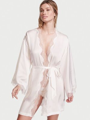 Satin Lace Trim Robe