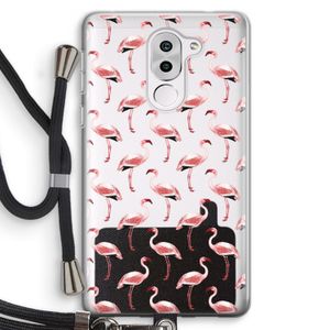 Flamingoprint groen: Honor 6X Transparant Hoesje met koord