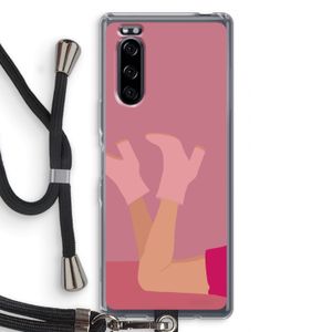 Pink boots: Sony Xperia 5 Transparant Hoesje met koord