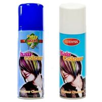 Supporters of Carnaval verkleed haarverf/haarspray set blauw/wit 125 ml - thumbnail