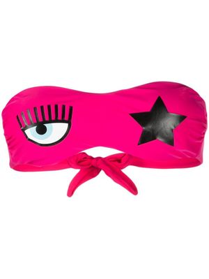 Chiara Ferragni haut de bikini bandeau à logo imprimé - Rose