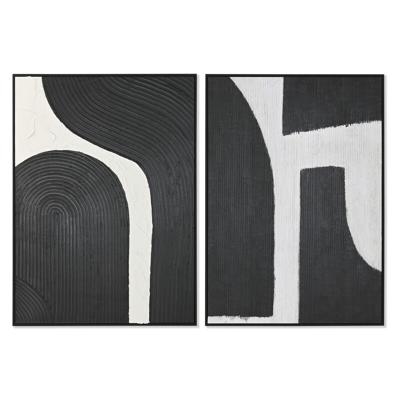 Schilderij Home ESPRIT Wit Zwart Abstract 103 x 4,3 x 143 cm (2 Stuks)