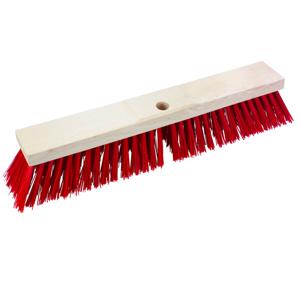 Bezemkop - Elaston - rood - hout - hard/extra stevig - 50 cm - 24mm - straatbezem/buitenbezem