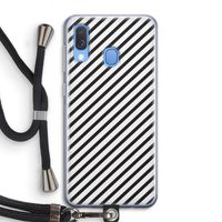 Strepen zwart-wit: Samsung Galaxy A40 Transparant Hoesje met koord