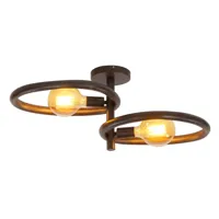 Ylumen Plafondlamp Pebble 2 lichts L 73 cm zwart