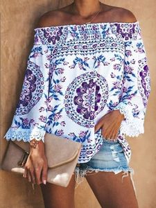 Printed Casual Off Shoulder Top