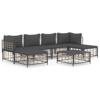 The Living Store Loungeset Antraciet - Hoekbank 72x72x66cm - Middenbank 72x70x66cm - Tafel 70x70x34cm - Voetenbankje - thumbnail