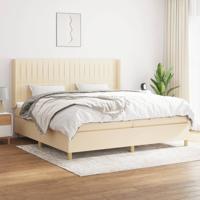 Boxspring met matras stof crèmekleurig 200x200 cm