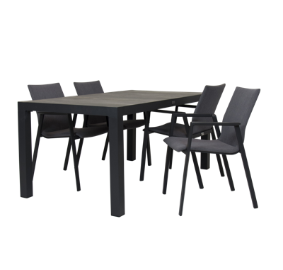 Levas tuintafel 160 x 90 mat royal Grey met tuinstoel Fubar