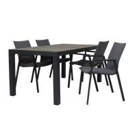 Levas tuintafel 160 x 90 mat royal Grey met tuinstoel Fubar