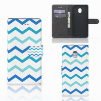 Samsung Galaxy J7 (2018) Telefoon Hoesje Zigzag Blauw - thumbnail