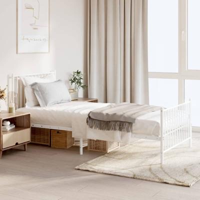 Bedframe met hoofd- en voeteneinde metaal wit 90x200 cm