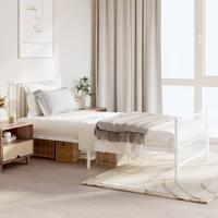 Bedframe met hoofd- en voeteneinde metaal wit 90x200 cm - thumbnail