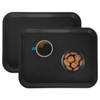 Horeca dienblad - 2x - zwart - 35 x 27 cm - Serveerbladen voor glazen en kopjes
