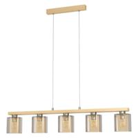 Eglo Eetkamer hanglamp Castralvo houtbruin met amber glas 98592 - thumbnail