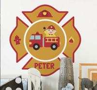 Brandweer muursticker personaliseerbaar - thumbnail