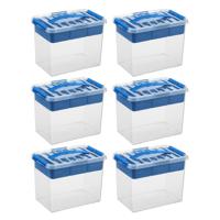 Q-line opbergbox met inzet 9L blauw - Set van 6 - thumbnail