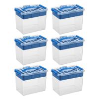 Q-line opbergbox met inzet 9L blauw - Set van 6