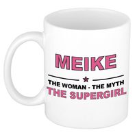 Naam cadeau mok/ beker Meike The woman, The myth the supergirl 300 ml - Naam mokken