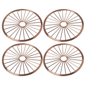 Set van 4x stuks ronde pannen onderzetters van metaal koper 20 cm