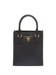 Prada sac à main en cuir Saffiano à logo - Noir