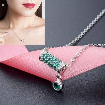 Vrouwen mode S925 zilver kleine taille hanger ketting (groen)