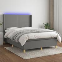 Boxspring met matras en LED stof donkergrijs 140x190 cm