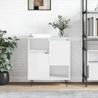 Dressoir 60x35x70 cm bewerkt hout hoogglans wit - thumbnail