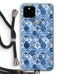 Blauw motief: Pixel 5 Transparant Hoesje met koord