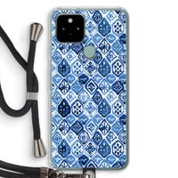 Blauw motief: Pixel 5 Transparant Hoesje met koord