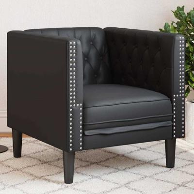 Chesterfield Bank Stoel Zwart 71 x 74.5 x 70.5 cm Kunstleer