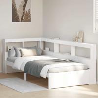 Bed met boekenkast zonder matras grenenhout wit 90x200 cm
