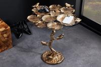 Bijzettafel voor binnen en buiten VOGELS 65 cm antiek messing bladontwerp weerbestendige vogelsculptuur - 44846