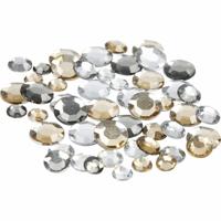 Ronde strass steentjes diamanten - zilver mix - 360x stuks - hobby materiaal - knutselen