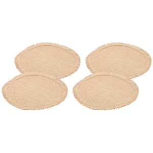 Placemats - 6x - D38 cm - gevlochten - beige - bohemian style