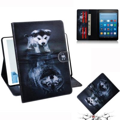 Wolf en hond patroon horizontale Flip lederen case voor Amazon Kindle Fire HD 8 2015/2016/2017/2018 met houder & Card slot & portemonnee