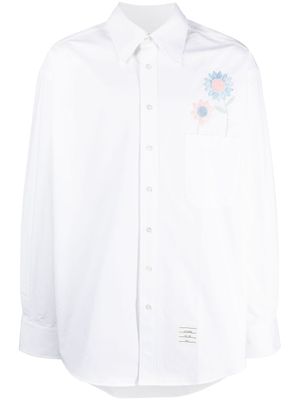 Thom Browne chemise en coton à patchs Madras Flower - Blanc