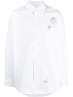 Thom Browne chemise en coton à patchs Madras Flower - Blanc
