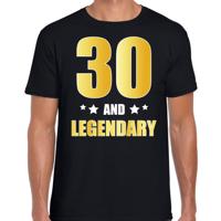 30 and legendary verjaardag cadeau t-shirt - zwart - gouden letters - heren - 30 jaar geworden