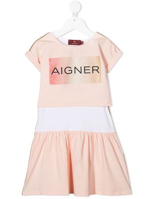 Aigner Kids robe imprimée à manches courtes - Rose