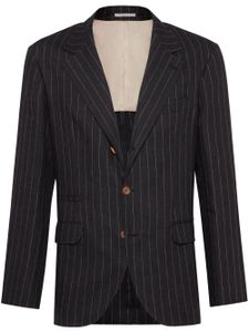 Brunello Cucinelli blazer en lin à rayures - Noir