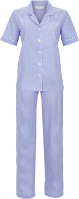 Zomerse katoenen doorknooppyjama blauw