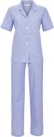 Zomerse katoenen doorknooppyjama blauw